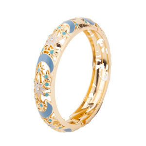 Brazalete de Moda con Dijes de Esmalte Azul en Forma de Estrella y Luna Caladas, Estilo Cloisonné, Venta Caliente - Product Image 4