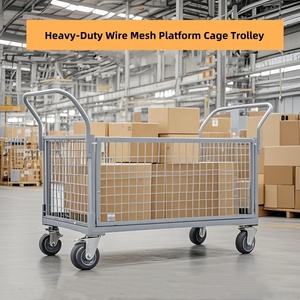 Chariot à plate-forme chariot pliant entrepôt mobile chariot de transport de marchandises chariot à plat à main en métal avec cage détachable - Product Image 6