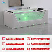 Baignoires à jet d'hydromassage pour deux personnes de 72 pouces avec chauffage et douche pour bains à remous et relaxation