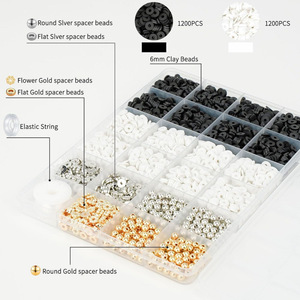 <b>Diy</b> Jewelry Set Polymer Clay Beads Black White Gold Silver Bracelet Making <b>Kit</b> For Children Craft Supplies - Product Image 2