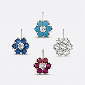 จี้ดอกไม้ทองเหลืองชุบทอง 18K ประดับเพชร CZ สีสันสดใส สำหรับทำสร้อยคอ - Product Image 2