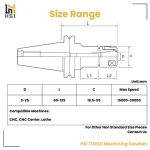 Цанга-держатель BT GSK для фрезерных станков с ЧПУ, высокоскоростная, с полнокруговой гайкой, низкий уровень шума, BT30, BT40, BT50 - Product Image 3