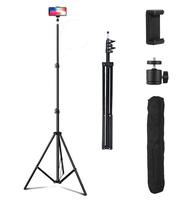 Dudukan Tripod 2.1M tinggi dapat diatur, dudukan ponsel & penjepit kamera dapat diatur, kepala bola 360 kuat, kompatibel dengan ponsel