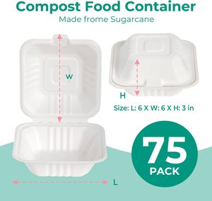 Contenedor de Alimentos Ecológico de 650 ml, 800 ml, 1000 ml, de Almidón de Maíz, Biodegradable, Tipo Clamshell, Bento Box, para Llevar, Desechable, Lonchera - Product Image 2