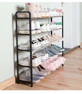 Zapatero de 5 niveles para entrada, organizador de zapatos resistente, almacenamiento para dormitorio, estante de zapatos de Metal negro resistente con ganchos - Product Image 2