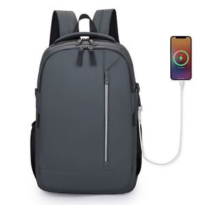 Sac à dos en cuir pour ordinateur portable personnalisé, Mochila, sac d'affaires imperméable, sac d'école pour étudiants, sac de voyage pour femmes avec chargeur USB - Product Image 2