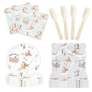 Juego de Vajilla Desechable con Temática de Animales DAMAI, Temas de Dibujos Animados para Fiestas de Cumpleaños Infantiles, Juego de Vajilla de Papel - Product Image 4