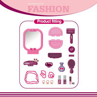 Ensemble de coiffeuse en plastique 3-en-1 pour enfants avec miroir design valise, jouet cosmétique de jeu d'imitation pour filles