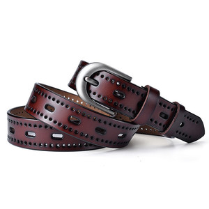 Style creux en cuir vintage avec ceintures à boucle en argent brossé pour femmes - Product Image 6