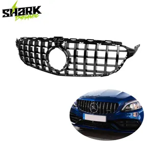 Sıcak satış ABS parlak siyah GT Panamericana krom Grille GTR ön araba izgara Mercedes Benz W205 C63