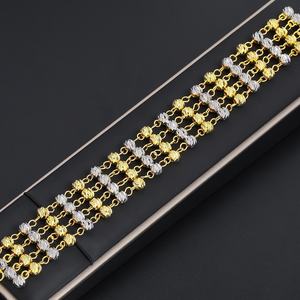 Jxx Fashion Two-Tone Chain <b>Bracelet</b> 24K <b>Gold</b> Plated Stylish <b>Bead</b> Design with Brass Material - Product Image 4