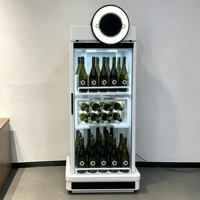 Présentoir à vin intelligent multi-niveaux avec panneau supérieur circulaire et éclairage LED pour équipement de présentation en boutique