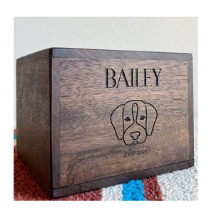 Wooden Pet Urn Ashes Keepsake <b>Box</b> Wood Engraved for - Product Image 1