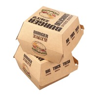 Boîte à hamburger en papier kraft imprimée sur mesure, emballage alimentaire biodégradable et écologique avec logo pour sandwich à emporter