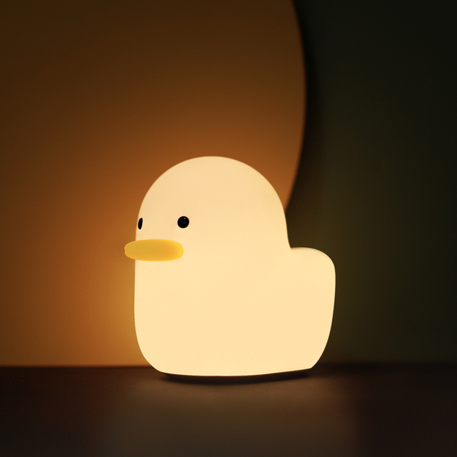 USB Rechargeable Dimmable Warm White LED Cute Duck Night Light Modern Silicone Bedside Lamp for Kids Adults Bedroom Decor