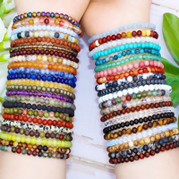Pulsera de Piedras Preciosas Naturales de 6mm 8mm 10mm con Cuentas Redondas de Diseño de Amor y Energía Sanadora para Hombres, Chicas y Mujeres