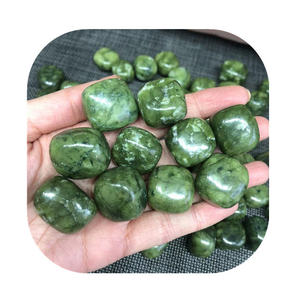 Bulk wholesale 20-30mm crystals healing stone natural dark green Canada jade crystal tumbled stones for sale