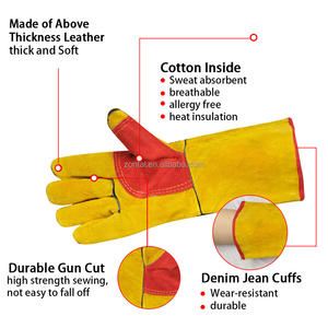 Gants de sécurité pour soudeur professionnel résistant à la chaleur <span class=keywords><strong>Manique</strong></span> Gants de soudage en cuir résistant à la déchirure - Product Image 2
