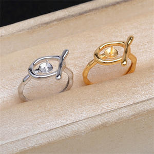 Anneaux de mode en argent S925, accessoires de bricolage - Anneau ouvert lisse A6028 avec perle de bambou nouée de 7-8 mm, bijoux A6028 - Product Image 2