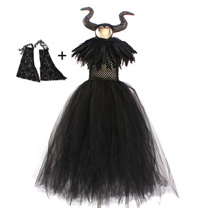 Disfraz de Bruja para Niñas, Tutú, Diadema de Diablo, Atuendo de Vampiro, Cuernos, Alas, 3 Piezas, Maleficent, Reina Malvada, Ecowalson - Product Image 3