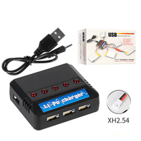 Chargeur de batterie USB 5 ports 3,7 V noir 5 emplacements pour cellules LiPo RC Chargeur électrique portable d'équilibrage de batterie