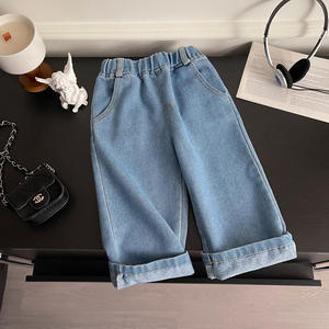 2025秋季新款韩版简约女童牛仔裤阔腿裤宝宝春秋百搭牛仔长裤 - Product Image 2