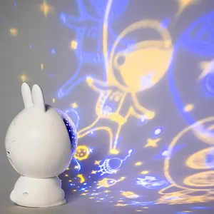 Multi-Color Rotatable Bunny Projection Night Lamp with Stars - Lampe de Projection