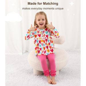 Conjunto de Top de Manga Larga con Estampado de Corazones y Leggings Rosas para Niñas Pequeñas, Ropa de Otoño Invierno - Product Image 3