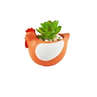 Pots de fleurs en ciment écologiques, durables et mignons, motif poule et poussin verts, pour plantes succulentes, bonsaïs, cactus, jardin et maison - Vente en gros