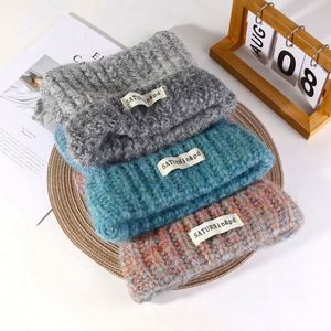 Wholesale Warm Women's Winter Fur Beanie Knitted <b>Hats</b> With Cute Ear Square Stretch Mohair Beanies - Product Image 2