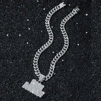 Collier Pendentif Monnaie Iced Out Doré Argenté Chaîne Cubaine Bijoux Hip Hop pour Hommes Femmes Rapper Fête