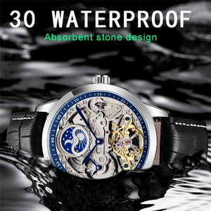 New Forsining For55 Moon Phase <strong>Skeleton</strong> Dial Mechanical <strong>Men</strong> <strong>Watch</strong> <strong>Automatic</strong> Self-Wind Leather Strap Sport Wristwatch - Product Image 4