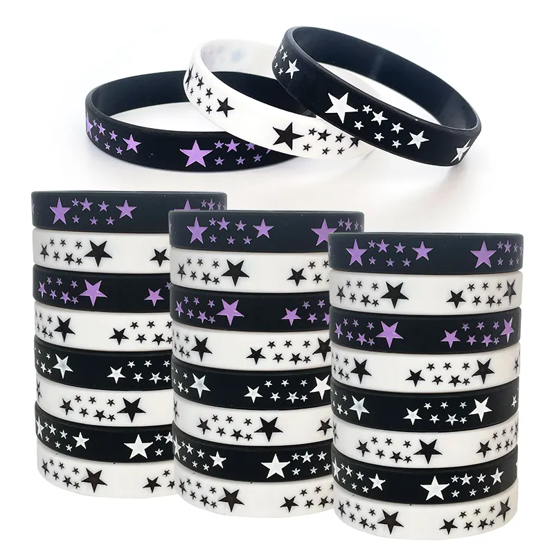 Braccialetto personalizzato in Silicone per festa musicale a cinque stelle a forma di patternRubber braccialetto per la riduzione della pressione sportiva braccialetto