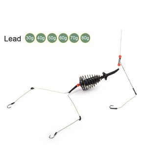 Vente en gros OEM 20g-80g Longueur 52cm Trois hameçons Cage à appâts de pêche Plomb pivotant avec ligne crochets pour mangeoire à carpe - Product Image 2