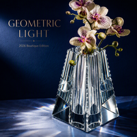Vase à fleurs en cristal, vase en verre transparent, carré, facetté, K9, pour bureau, banquet, restaurant, centre de table de mariage, décoration de hall d'hôtel