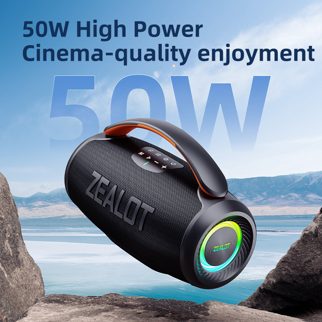 Zealot 60W High Power Portable for Audio Player Waterproof Subwoofer with TWS for Outdoor Party Chargeable Speakers