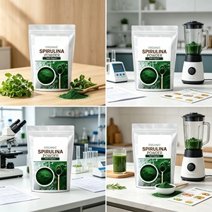 Poudre de spiruline 100% biologique, algues bleu-vertes de qualité supérieure, complément alimentaire riche en nutriments pour le bien-être quotidien. - Product Image 5