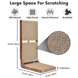 L 모양 고양이 벽 긁는 사람 판지 2 in 1 공 장난감으로 긁는 코너 포스트 - Product Image 3