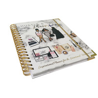 Planificateur de style de vie en spirale à couverture rigide personnalisée planificateur de soins personnels quotidien impression de Journal avec boîte de rangement