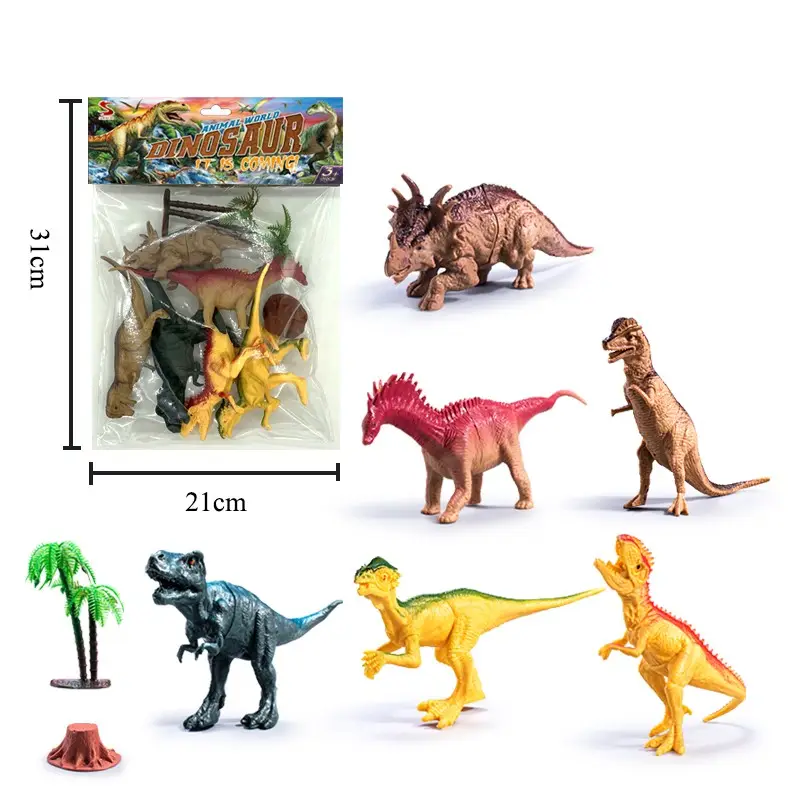 Simulation dinosaur model toy 8-piece set PVC Animal model 3D realistic Dinosaur model Early education cognitive toy