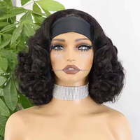 Vente en Gros Perruque Bandeau Rebondie de 14 Pouces en Cheveux Humains Brésiliens Remy pour Femmes Noires