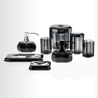 Luxueux cristal ensemble salle de bain lavage bain décoration or savon boîte coton-tige boîte gargarisme tasse liquide bouteille plateau