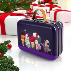 Jinyuanbao 맞춤형 크리스마스 선물 포장 주석 상자 키즈 핸들 장난감 보관 주석 용기 힌지 뚜껑