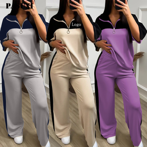 Conjunto de <span class=keywords><strong>Dos</strong></span> <span class=keywords><strong>Piezas</strong></span> de Verano para <span class=keywords><strong>Mujer</strong></span> PASUXI Traje Casual de Oficina con Manga Corta y Pantalones Estilo OL - Product Image 1