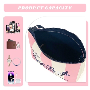 Borsa Cosmetica in Neoprene a Righe con Cinturino da Polso <span class=keywords><strong>per</strong></span> Vacanze al Mare, Graziosa Pochette <span class=keywords><strong>per</strong></span> <span class=keywords><strong>Trucchi</strong></span> <span class=keywords><strong>per</strong></span> Ragazze, Uso Quotidiano - Product Image 6