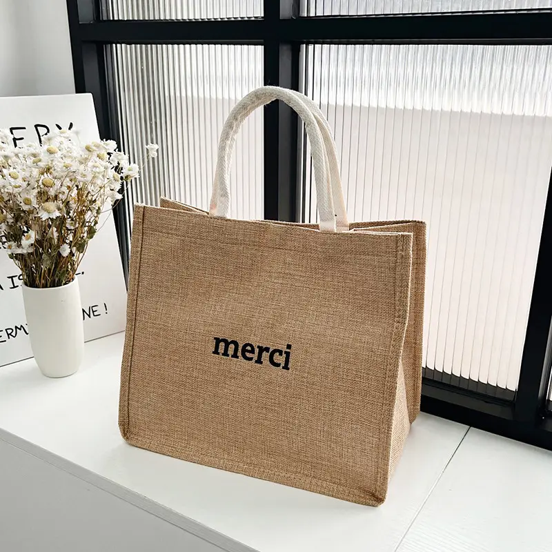 Eco Friendly Fashion Travel Cotton Hemp Jute Tote Bag With Custom Printed Logo