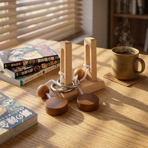 <span class=keywords><strong>Casse</strong></span>-tête classique en <span class=keywords><strong>bois</strong></span> avec anneaux à cordes, défi mental central pour adultes et enfants - Product Image 6
