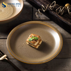 Plato de cerámica redondo moderno de 20cm, <span class=keywords><strong>vajilla</strong></span> marrón de calidad de Guangzhou, platos coreanos sostenibles <span class=keywords><strong>para</strong></span> servir, técnica de horno - Product Image 4