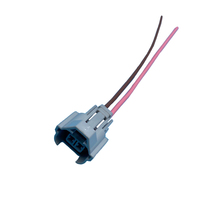 Conector Adaptador de Cableado para Inyector Automotriz de 2 Pines, Gris, Nylon PA66, Hembra, Cables de Cobre Personalizados, Aleación de Latón