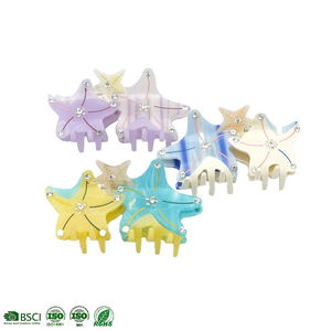 Pinzas para el Cabello con Forma de Estrella de Mar y Diamantes de Imitación, Pinzas Acrílicas con Diseño Oceánico para Mujeres y Niñas - Product Image 1